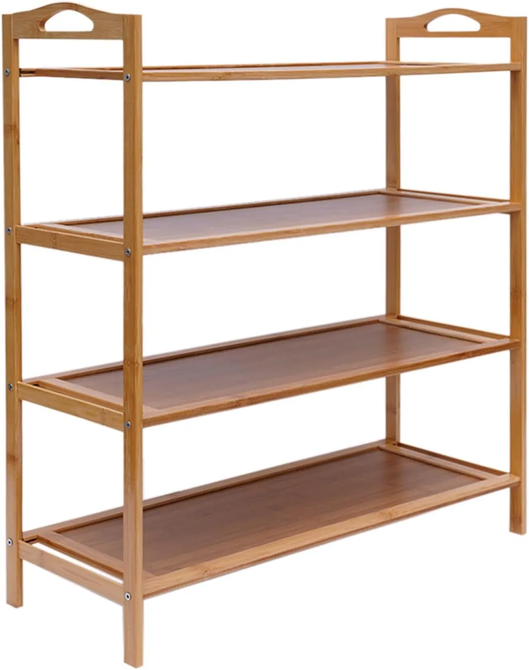 4-Tier Bamboo Shoe Rack with Handles - Durable Shoe Organizer for Bedroom, Entryway, or Closet, Eco-Friendly Wooden Shoe Storage, Modern Design for Shoes, Boots & Slippers