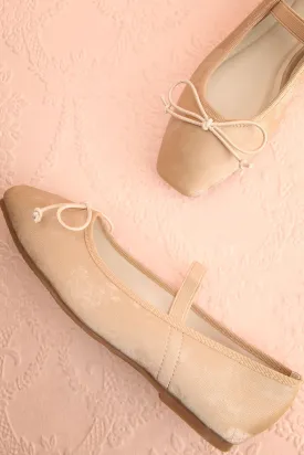 Cascadura Beige | Velvet Ballet Flats