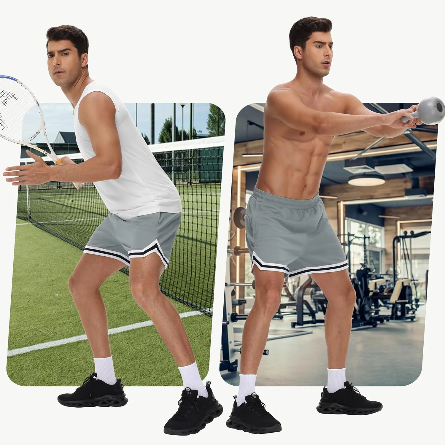 JWM Mens Long Basketball Shorts with Zip Pockets - 11" Mesh Athletic Gym Workout Sport Shorts Quick Dry Lightweight