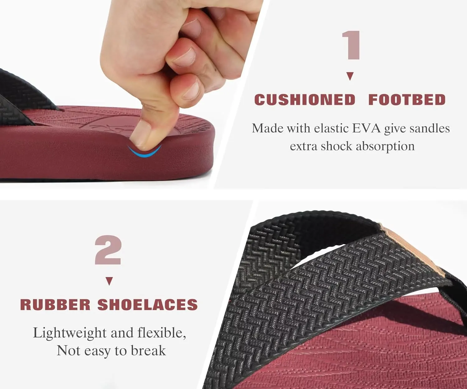 KuaiLu Mens Flip Flops Arch Support Comfortable Summer Beach Thong Sandals Yoga Foam Cushion Slip on Slippers