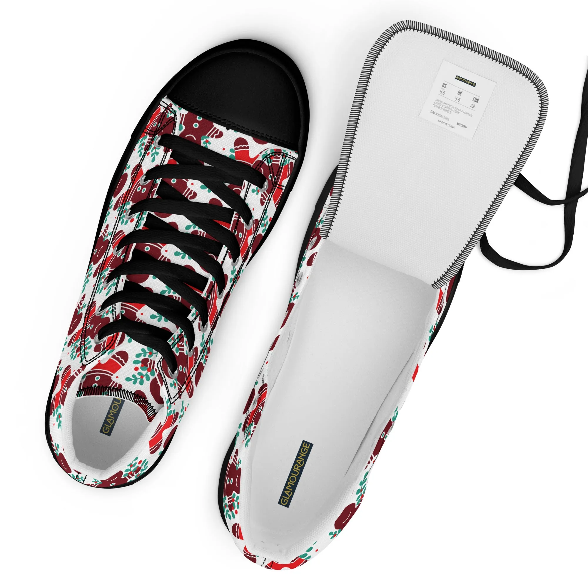 Men Christmas High Top Canvas Shoes (Glamourange Holiday Magic Canvas Shoes For Men - 008)