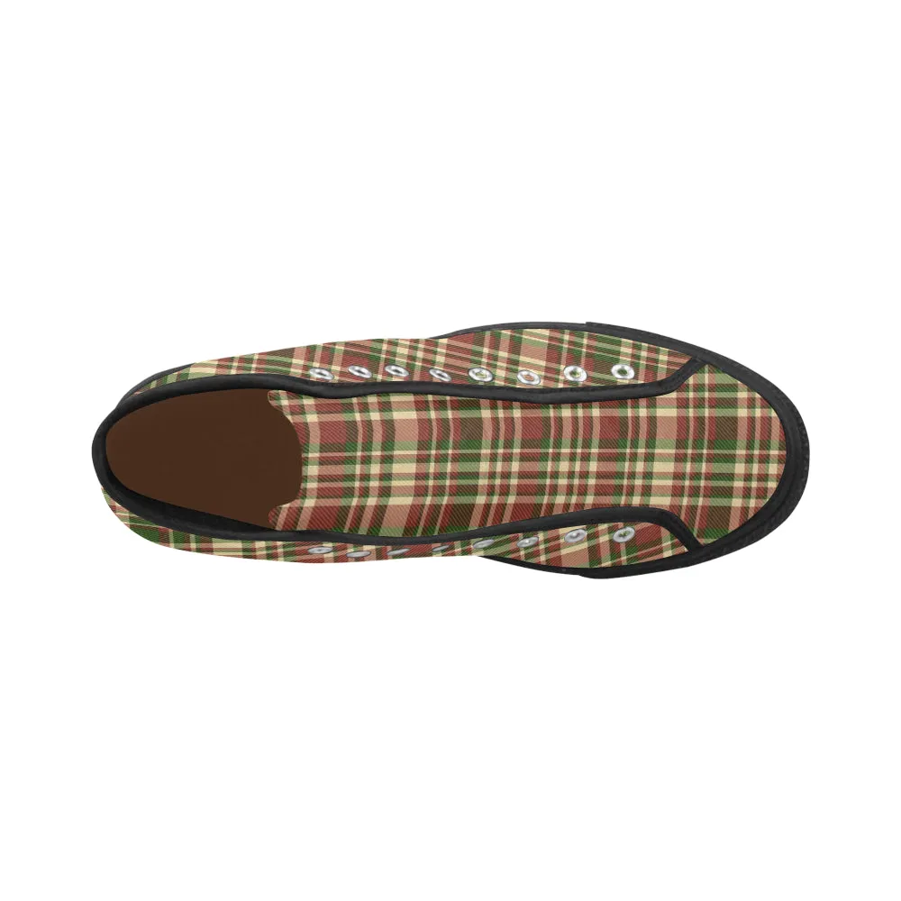 Men's Plaids Christmas Print Big Size Canvas High Top Shoes