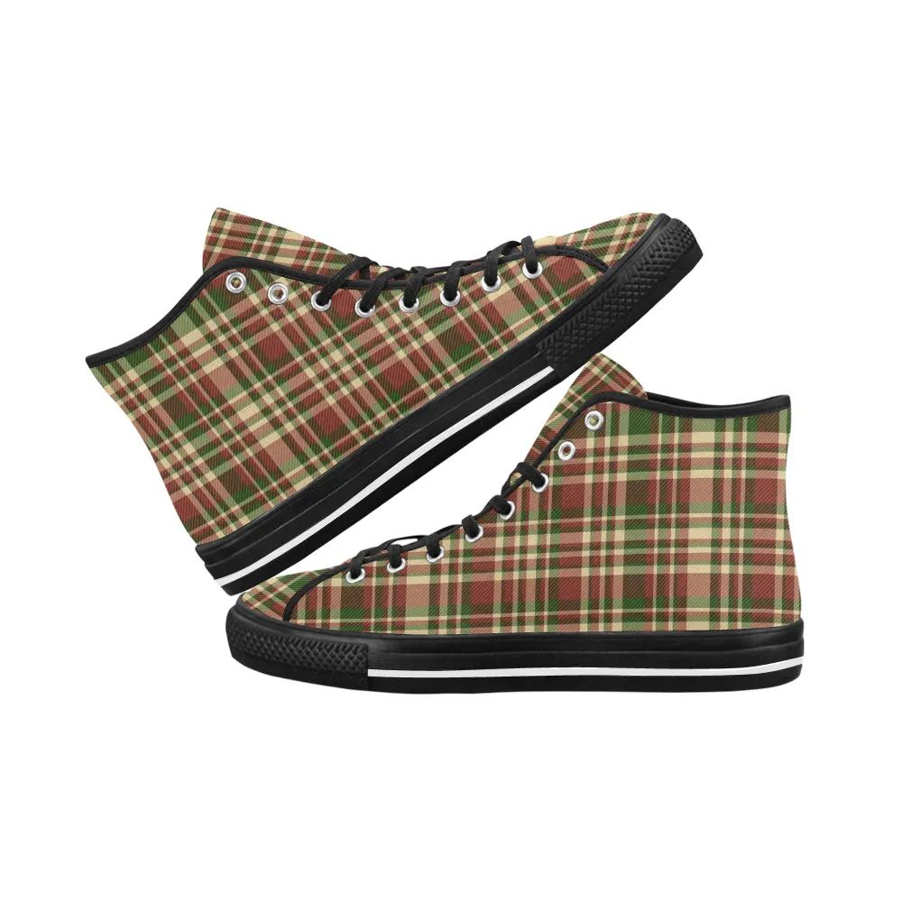 Men's Plaids Christmas Print Big Size Canvas High Top Shoes