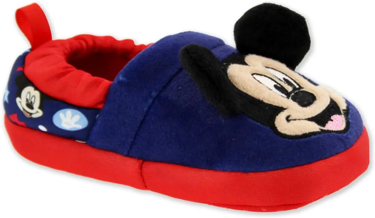 Mickey Mouse Toddler Boy's Plush A-Line Slippers with 3D Ears