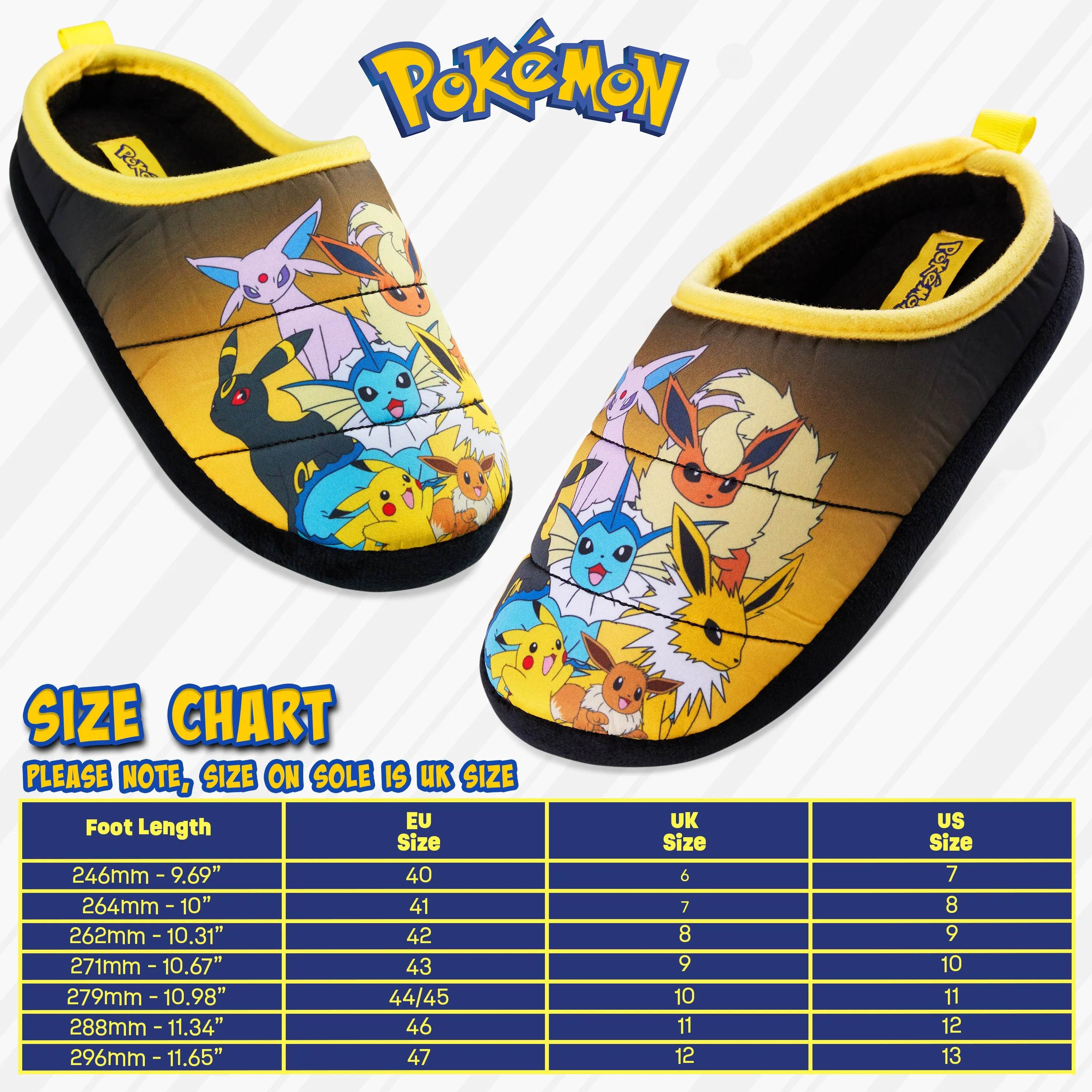 Pokemon Mens Slippers, Cosy Slip-On House Shoes with Non-Slip Sole - Gifts for Men