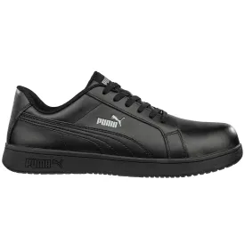 Puma Men's 640005 Iconic Leather Low Black Composite Safety Toe Metal Free Work Shoes