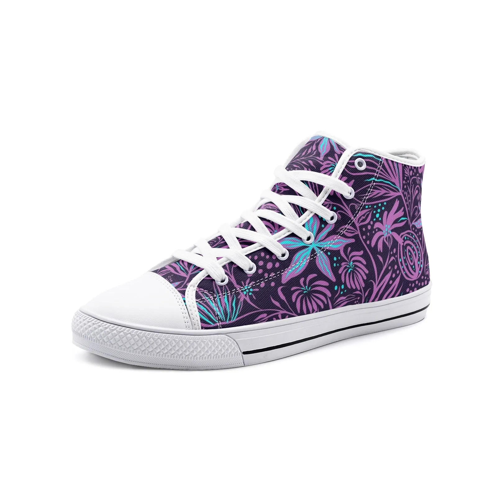 Purple Leafs Unisex High Top Canvas Shoes