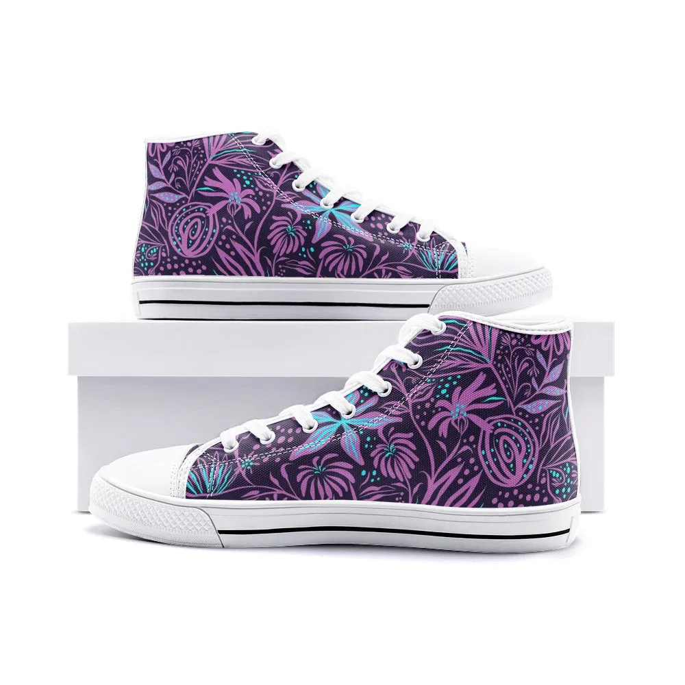 Purple Leafs Unisex High Top Canvas Shoes