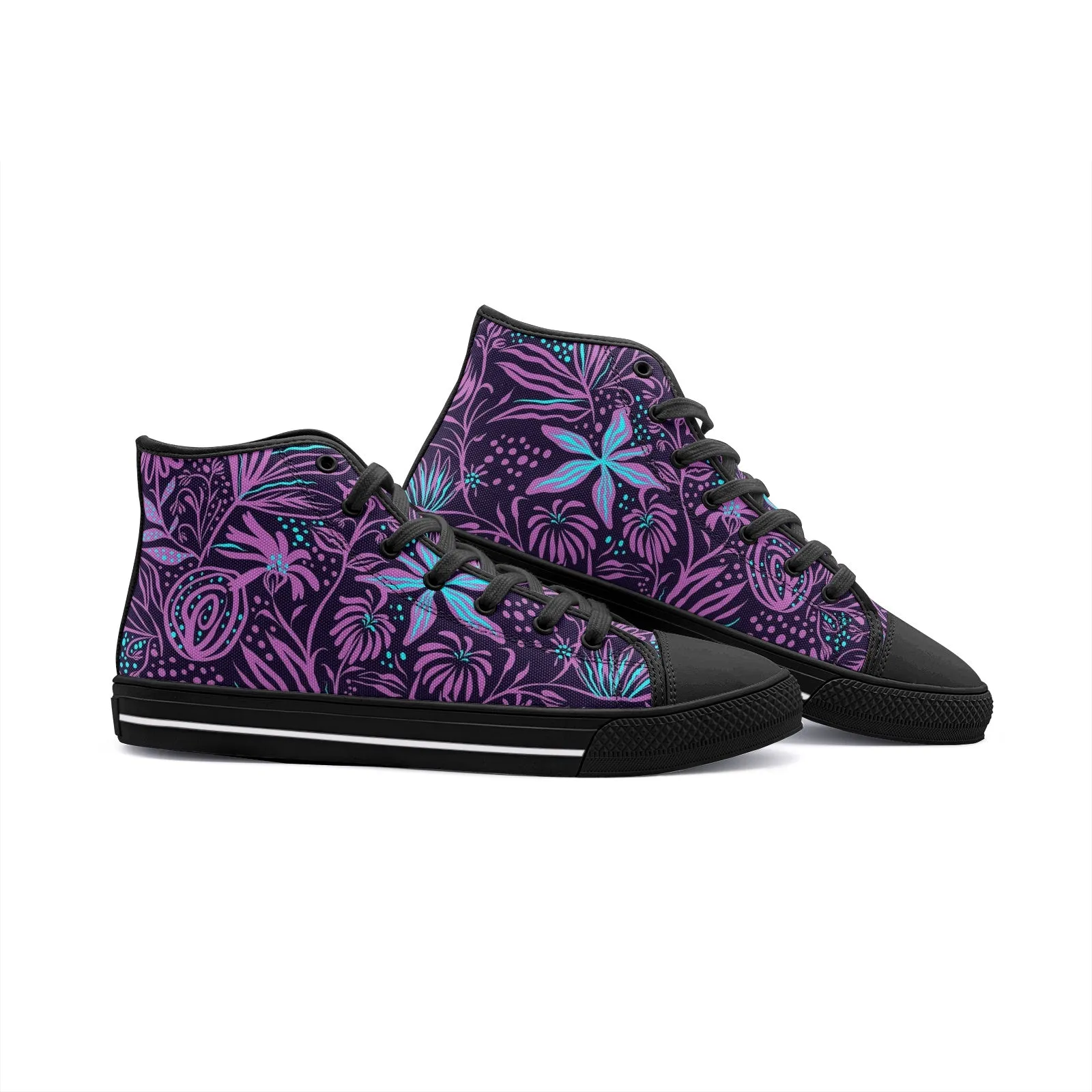 Purple Leafs Unisex High Top Canvas Shoes