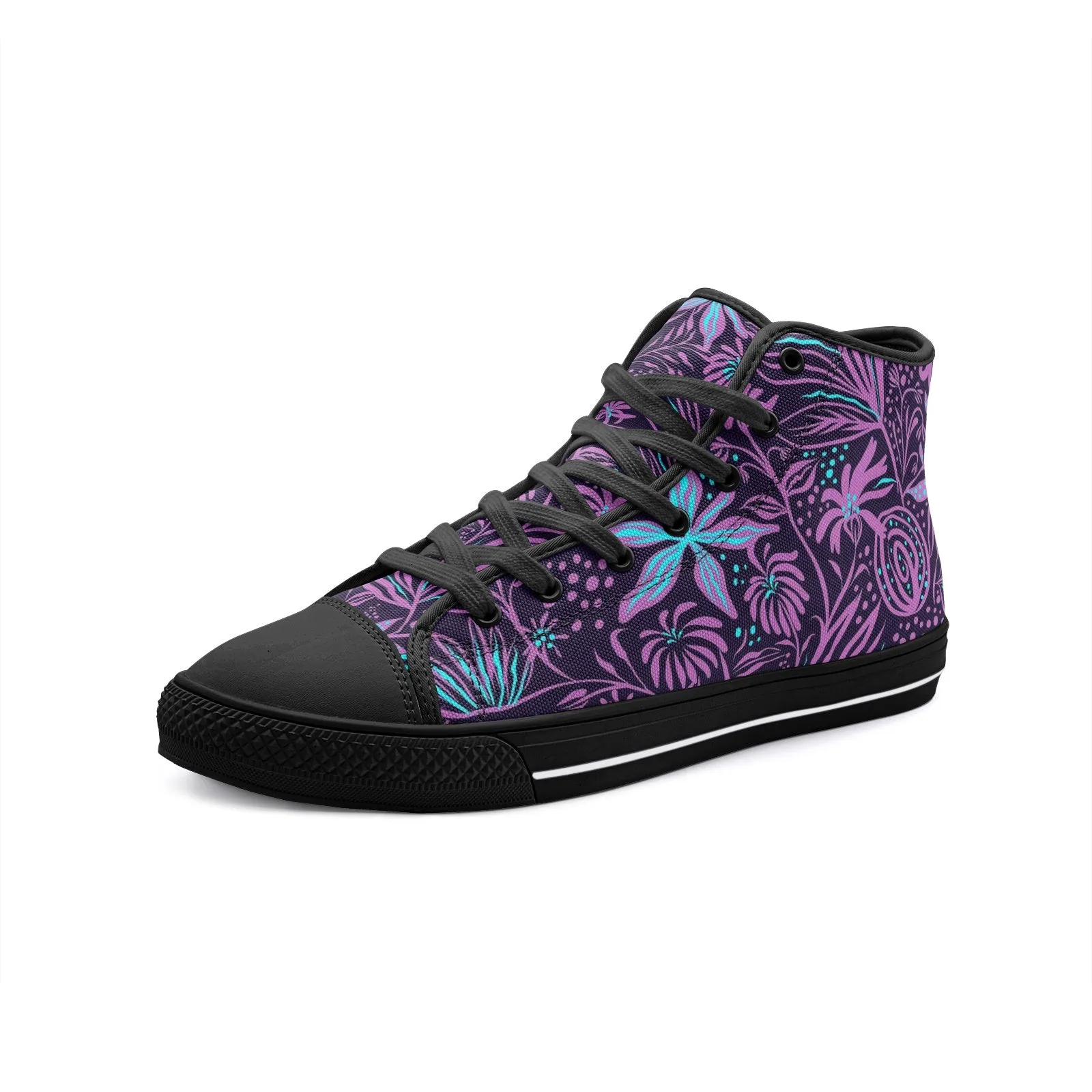Purple Leafs Unisex High Top Canvas Shoes