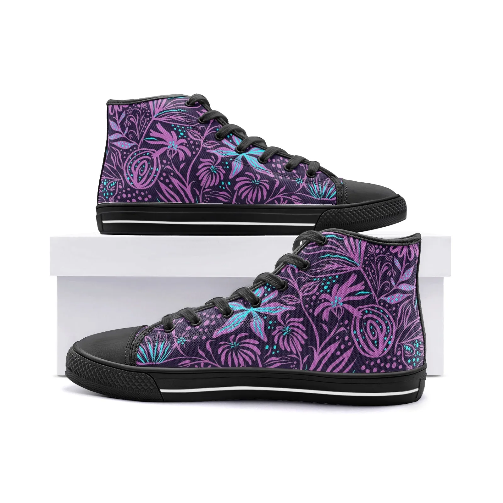 Purple Leafs Unisex High Top Canvas Shoes