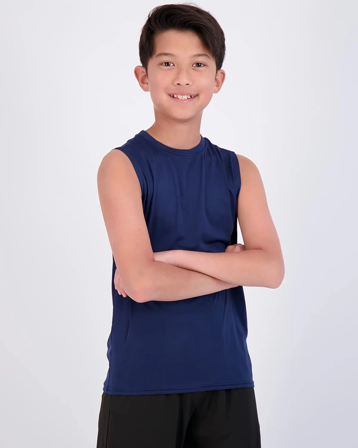 Real Essentials 5 Pack: Boys Dry-Fit Active Athletic Performance Tank Top