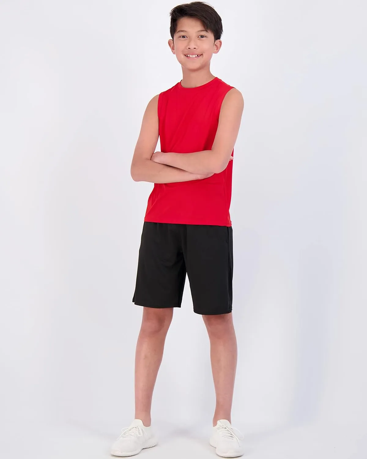 Real Essentials 5 Pack: Boys Dry-Fit Active Athletic Performance Tank Top