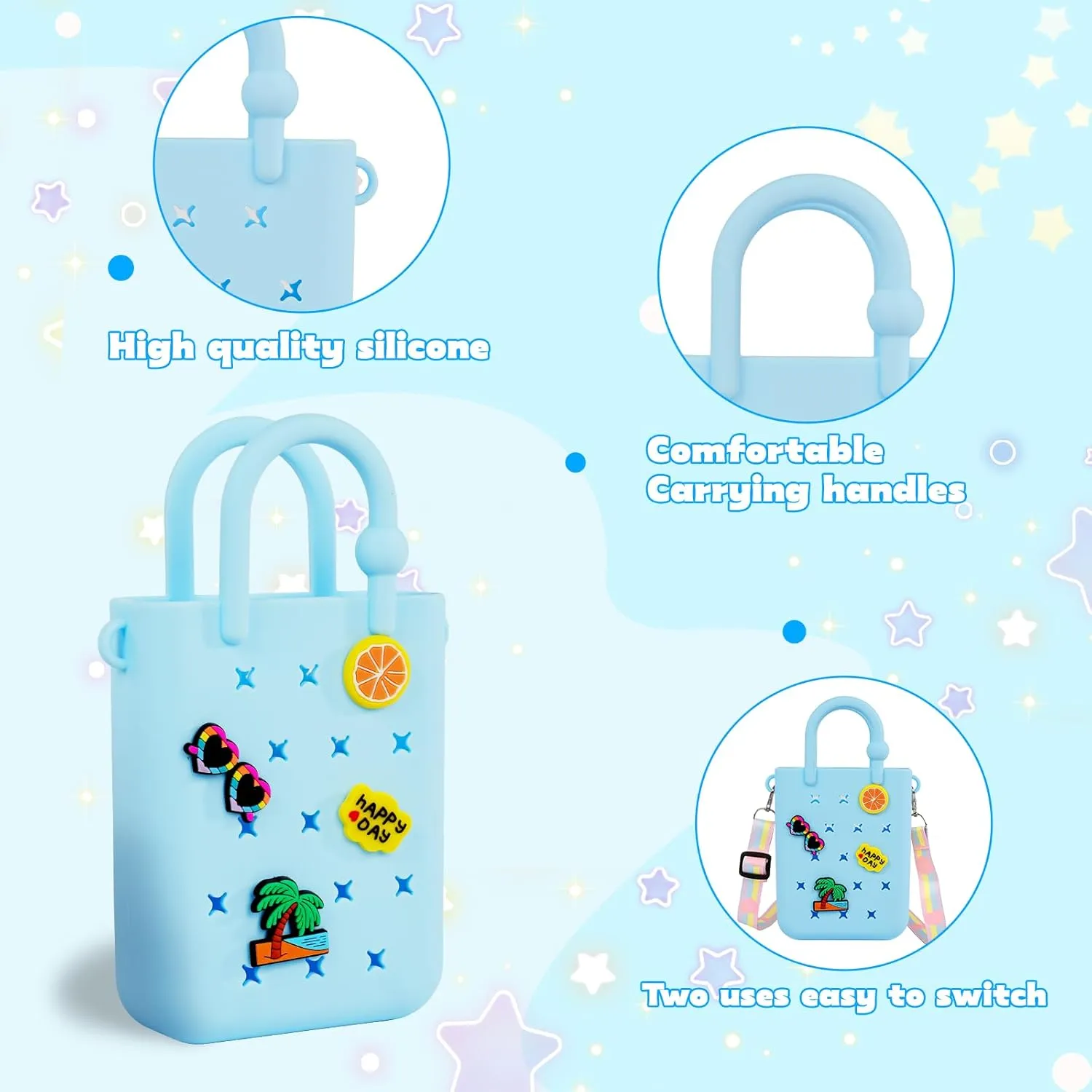 Silicone Hole Handbag Toddler Purse With Adjustable Shoulder Strap Can Be Diy Decoration, Girls Birthday Gift