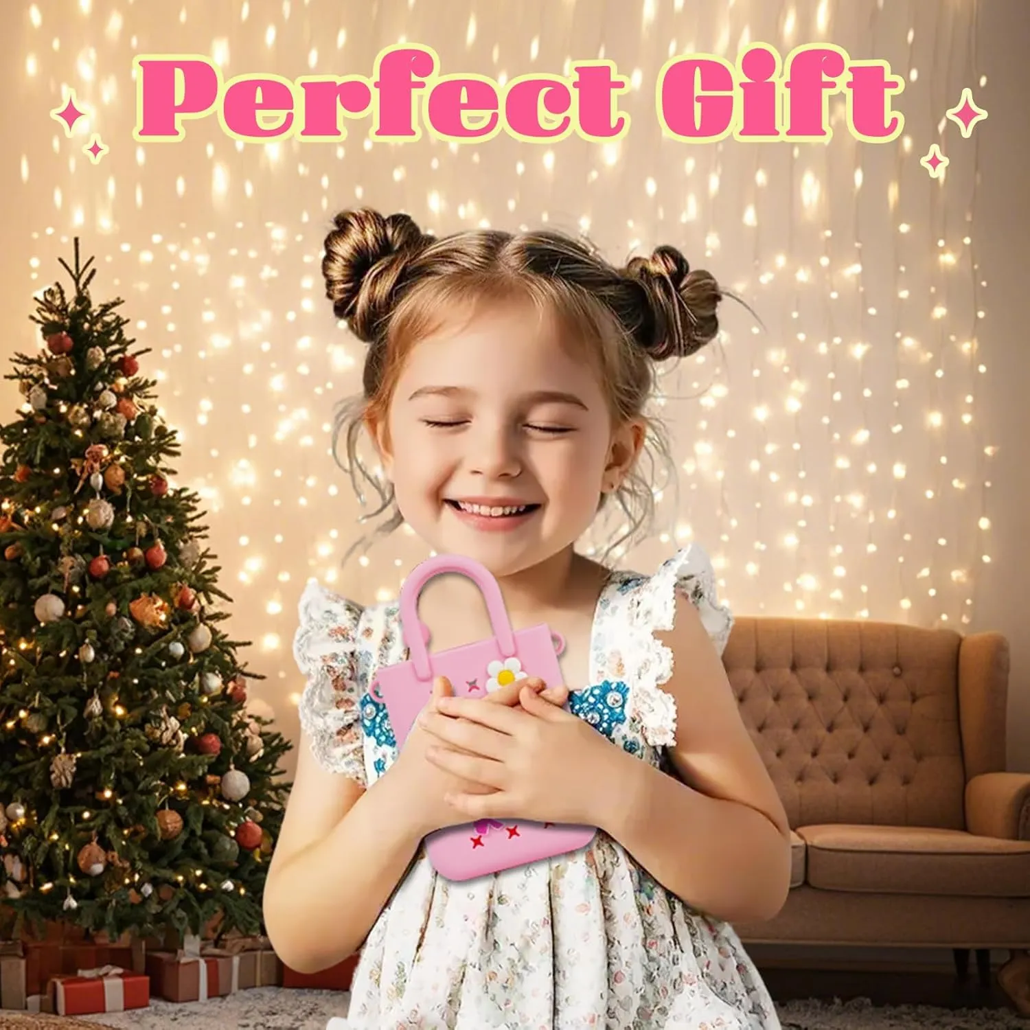 Silicone Hole Handbag Toddler Purse With Adjustable Shoulder Strap Can Be Diy Decoration, Girls Birthday Gift