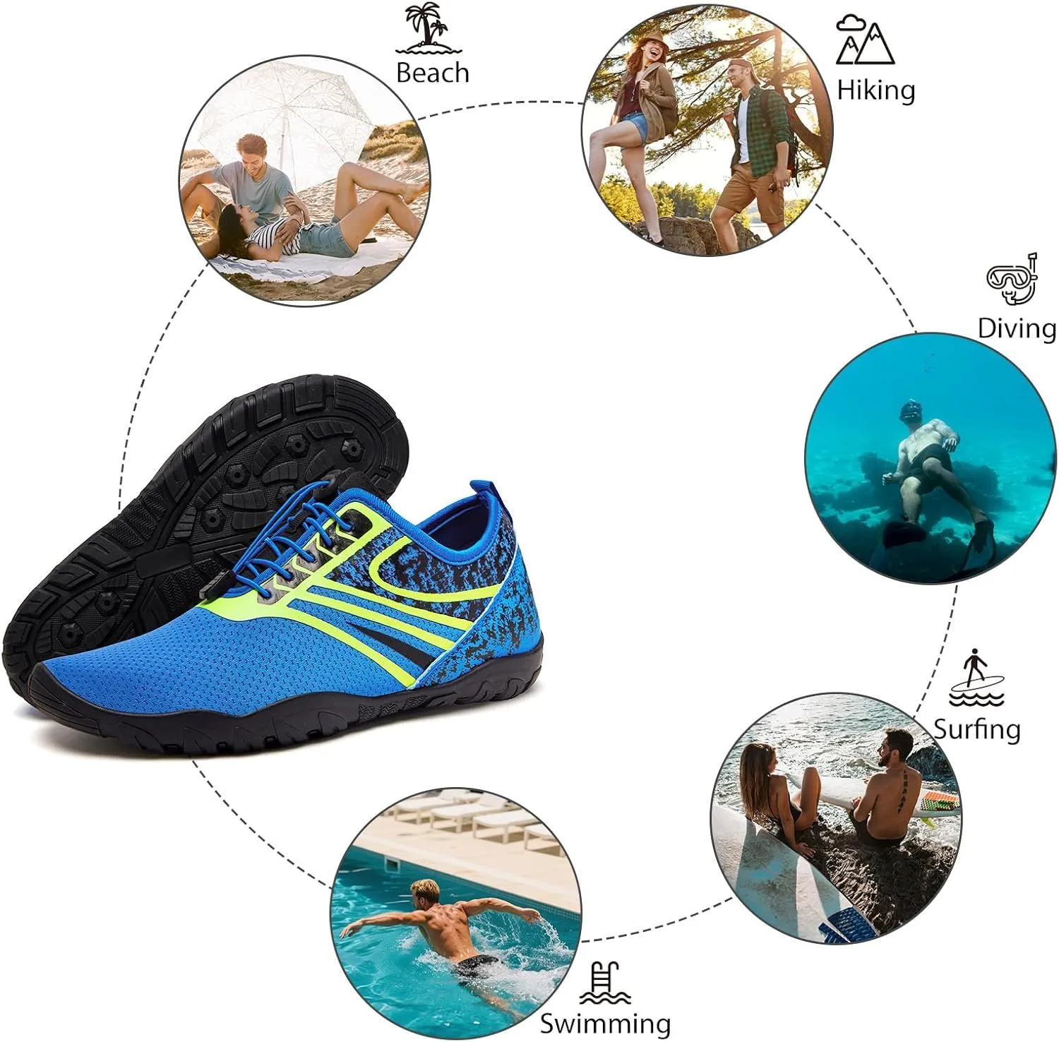 WateLves Water Shoes Mens Womens Barefoot Beach Swim Shoes Quick-Dry Aqua Socks for Surf Pool Yoga Water Aerobics