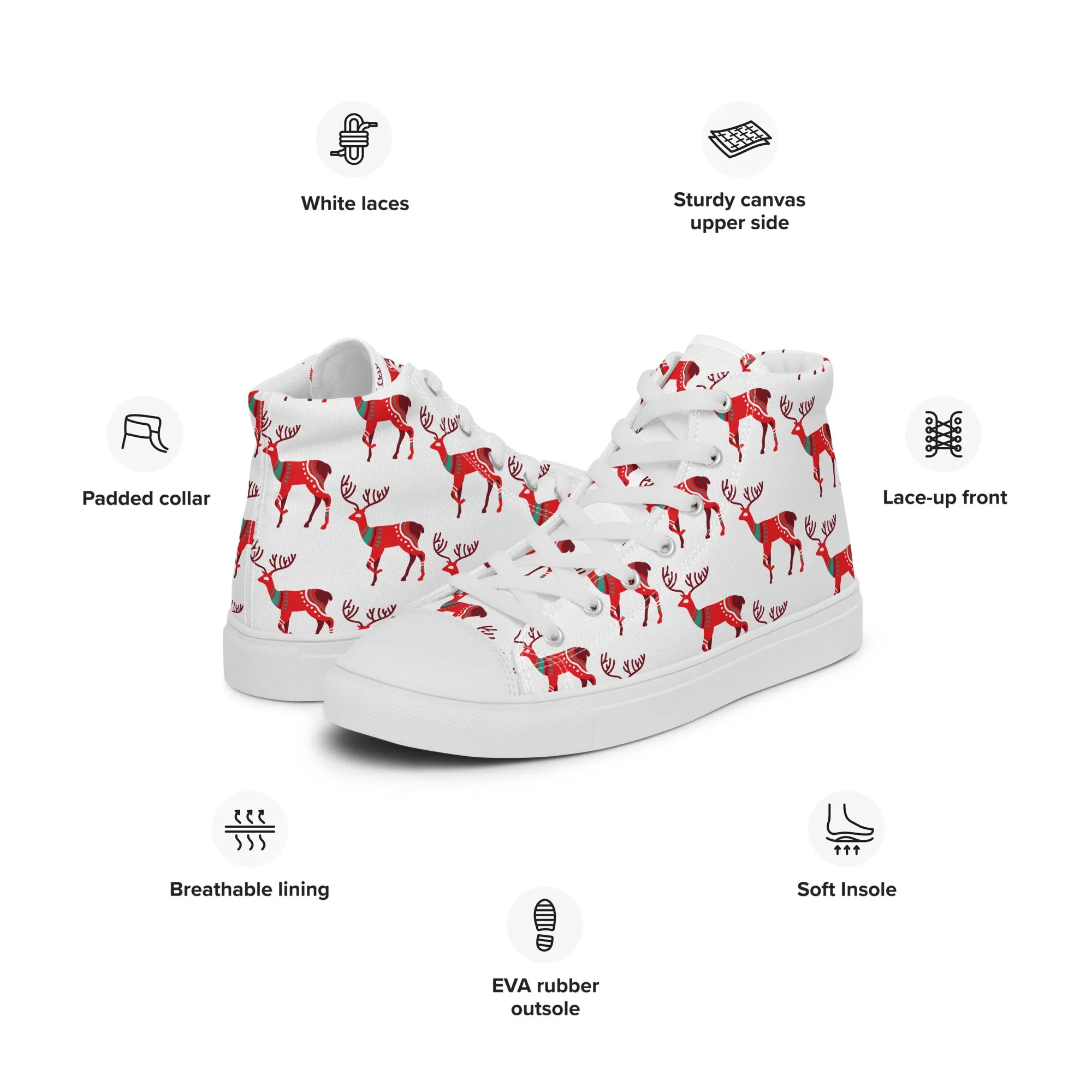 Women Christmas High Top Canvas Shoes (Glamourange Holiday Magic Canvas Shoes For Women - 001)
